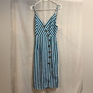 Striped Blue and White Button-Down Dress